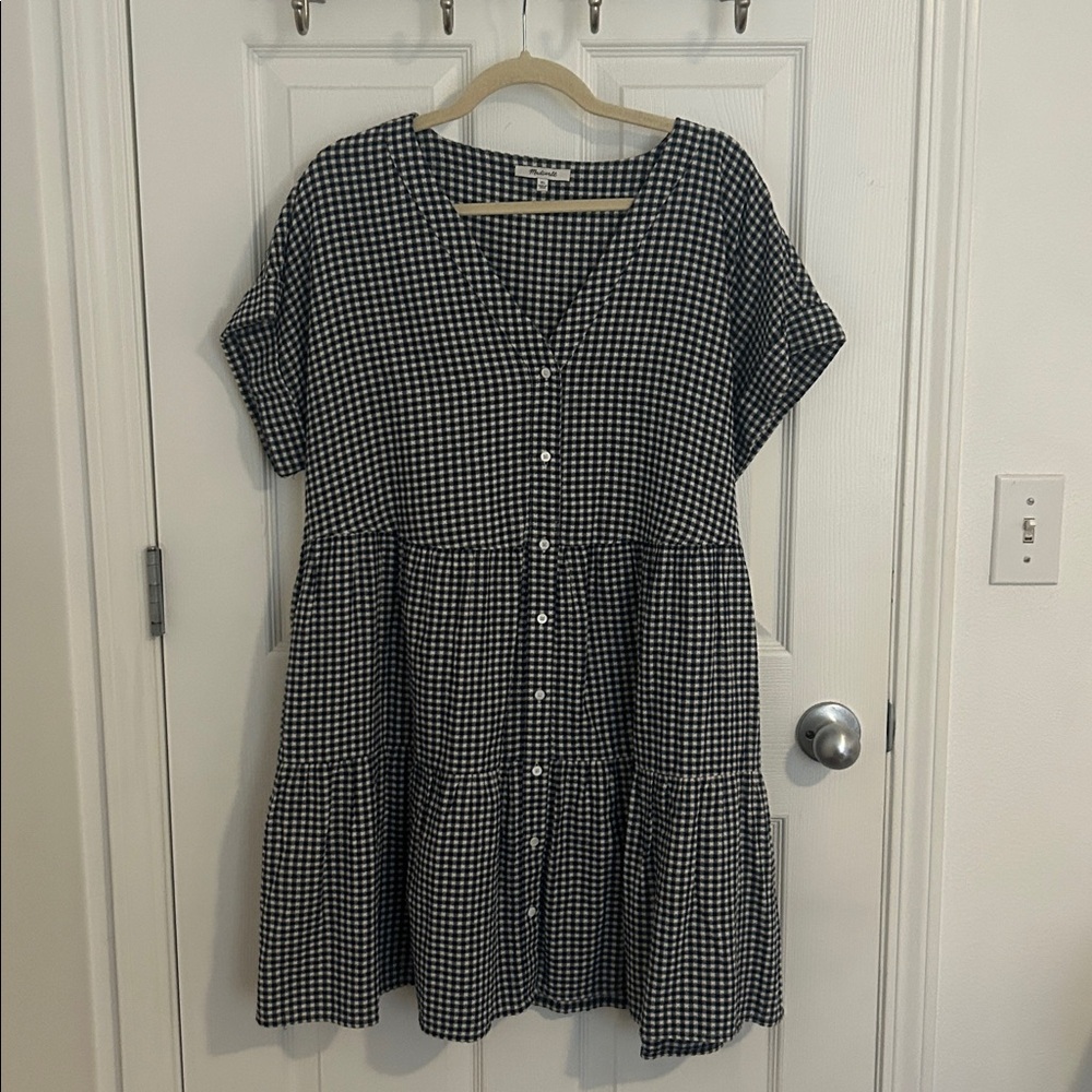 Madewell Navy and White Gingham Dress